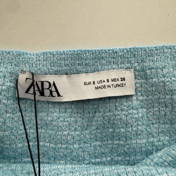 Zara Light Blue Knit Cropped Tank - Picture 3 of 4
